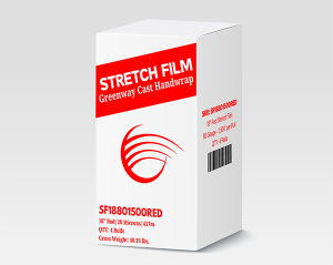 Box of stretchy cling film for food packaging.