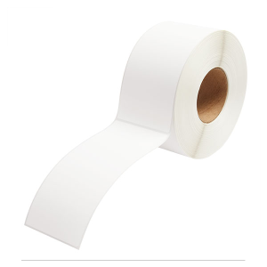 A roll of white toilet paper with a cardboard core.