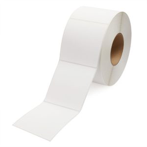 A large roll of white thermal paper for receipt printers.