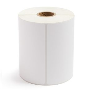 A plain roll of white paper with a cardboard core.