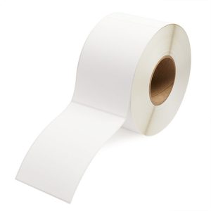 A roll of white toilet paper with a cardboard core.