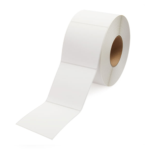 A roll of white thermal paper for receipt printing.
