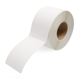 A roll of white thermal paper with a cardboard core.