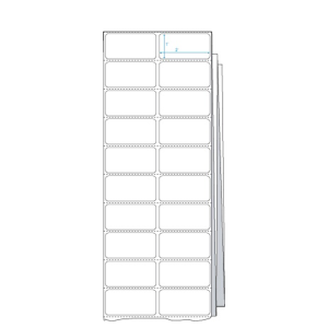 A vertical label sheet with multiple blank rectangular white labels.