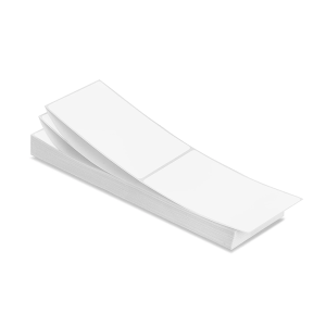 Stack of blank white rectangular labels or stickers.