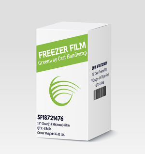 Box of freezer film packaging for food storage.