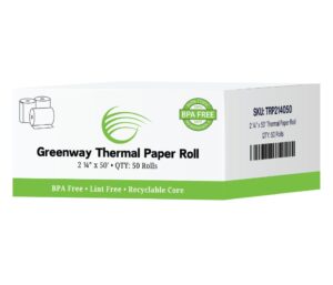 Box of Greenway thermal paper rolls