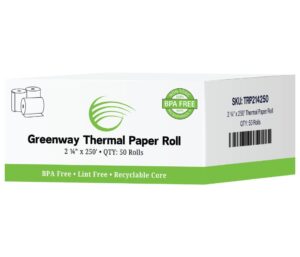 Box of Greenway thermal paper rolls