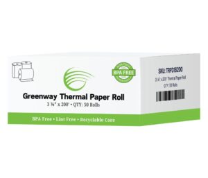 Box of Greenway thermal paper rolls